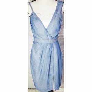 Abaete Silk Striped Dress Sheath Blue White Striped Lace Layered